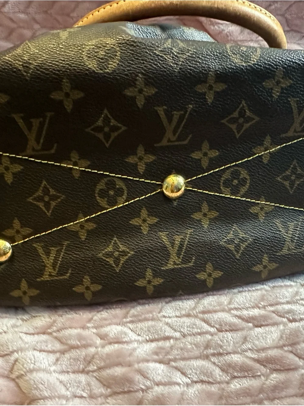Louis Vuitton Monogram Satchel with Brown Leather Handles